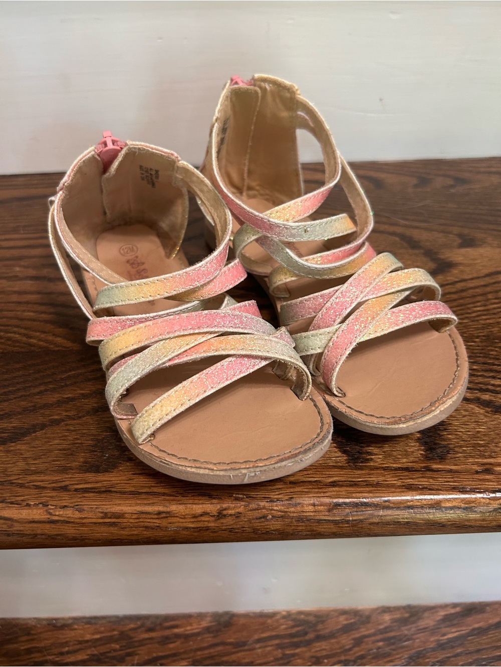 Girls' Multi-Color Glitter Strappy Sandals